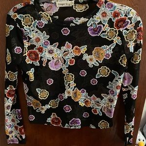 Mesh Floral Long Sleeve